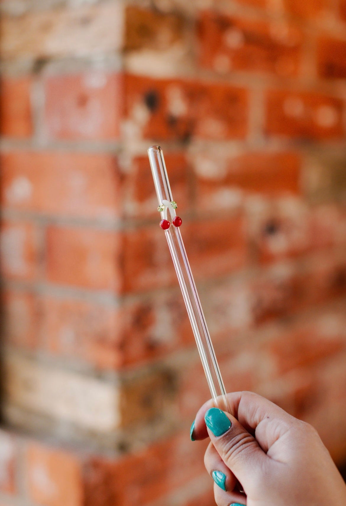 red cherry bent straw